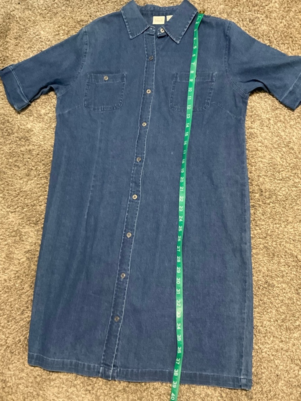 Falls Creek Stretch Denim Button-Front Shirt Dress Large - Picture 6 of 6